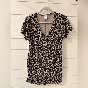 Leopard Print V-Neck Dress
